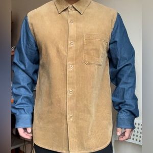 STUSSY Khaki Cord Denim Mix Shirt